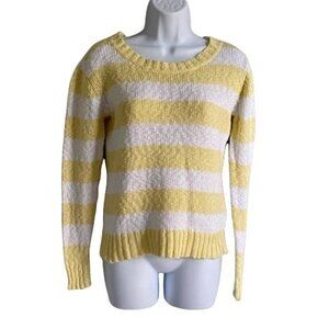 Clockhouse Collection Yellow White Striped Cotton Sweater Medium